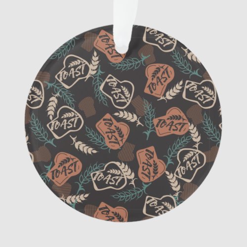 Tasty Bread Toast Pattern in Black Background Ornament