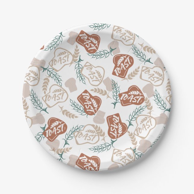 Tasty Bread Toast Pattern Paper Plates (Front)