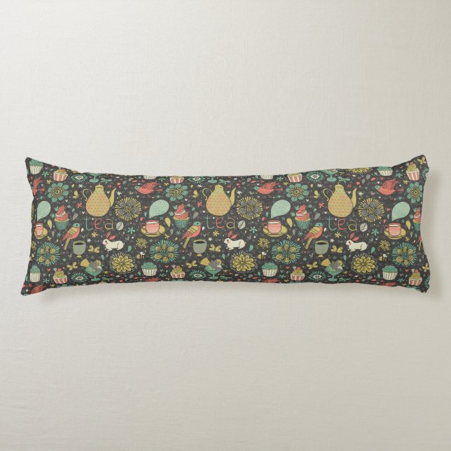 Tasty bright Tea Card Body Pillow (Front)