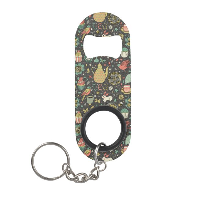 Tasty bright Tea Card Keychain Bottle Opener (Front)