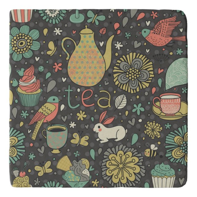 Tasty bright Tea Card Trivet (Front)
