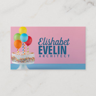 Tasty cake and colorful balloons business card