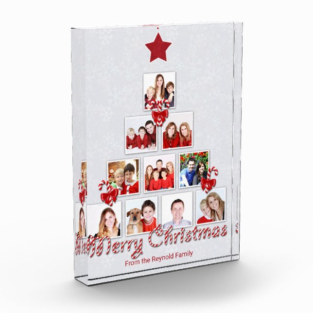Tasty Candy Cane Christmas Tree Photo Collage Block (Left)