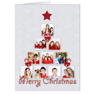 Tasty Candy Cane Christmas Tree Photo Collage Card