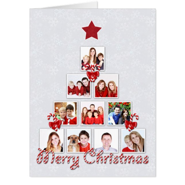 Tasty Candy Cane Christmas Tree Photo Collage Card (Front)