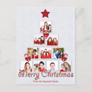 Tasty Candy Cane Christmas Tree Photo Collage Holiday Postcard
