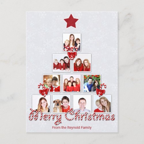 Tasty Candy Cane Christmas Tree Photo Collage Holiday Postcard