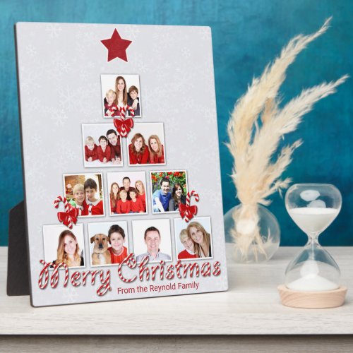 Tasty Candy Cane Christmas Tree Photo Collage Plaque
