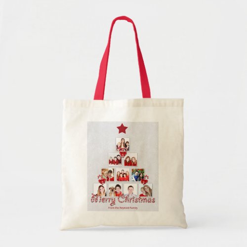 Tasty Candy Cane Christmas Tree Photo Collage Tote Bag