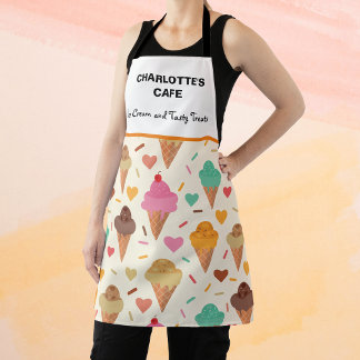 Tasty Colorful Ice Cream Cones custom name Apron
