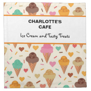 Tasty Colorful Ice Cream Pattern custom name Cloth Napkin