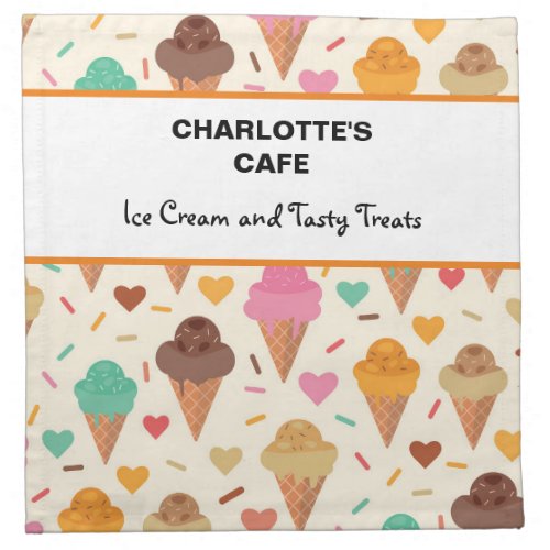 Tasty Colorful Ice Cream  Pattern custom name    Cloth Napkin