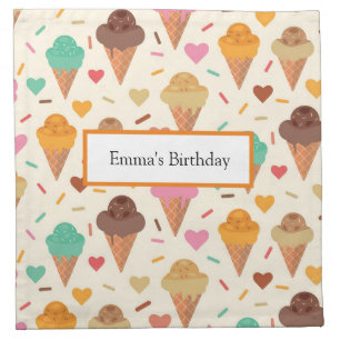 Tasty Colorful Ice Cream Pattern custom name Cloth Napkin
