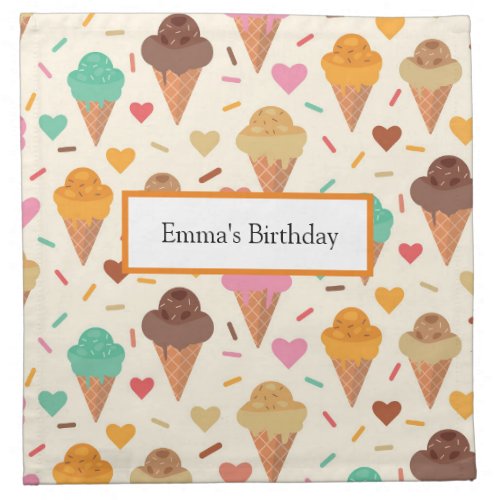 Tasty Colorful Ice Cream  Pattern custom name   Cloth Napkin