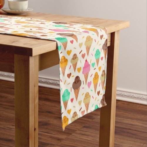 Tasty colorful ice cream pattern short table runner