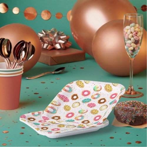 Tasty Donuts Seamless Pattern Paper Plates