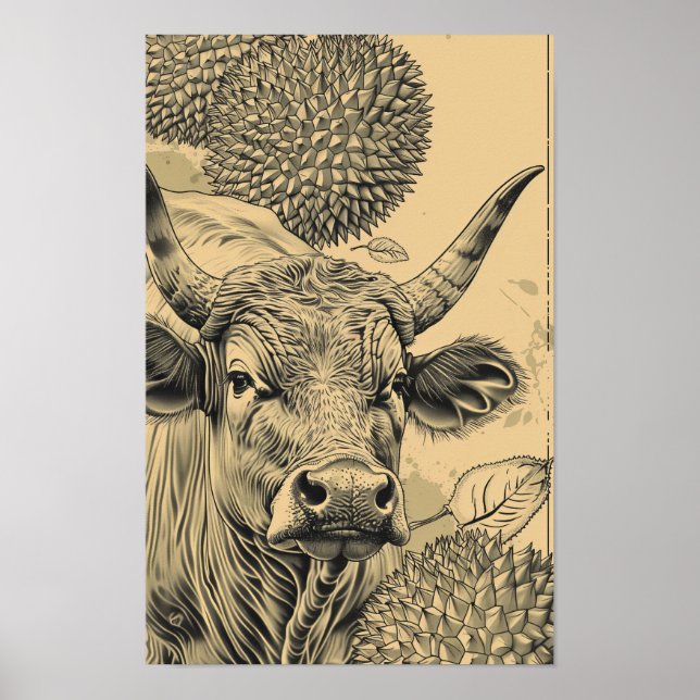 Tasty Durian-Flavored Jerky Packaging Illustration Poster (Front)