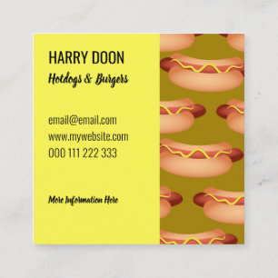 Tasty Fast Food Hotdog Template Square Business Card