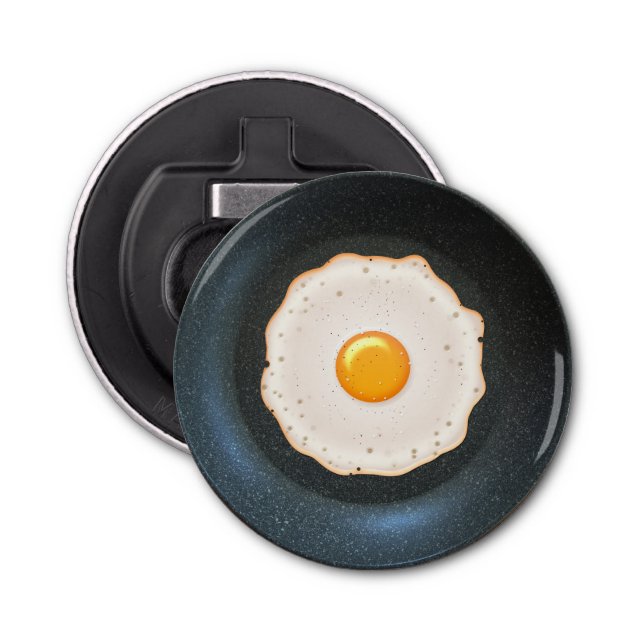 Tasty Fried Egg in Skillet Pan Bottle Opener (Front)