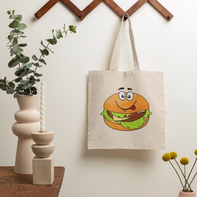 Tasty Hamburger With A Face Tote Bag (Creator Uploaded)