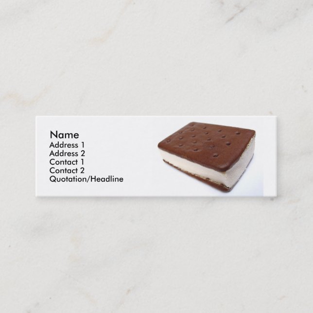 Tasty Ice Cream Sandwich Mini Business Card (Front)