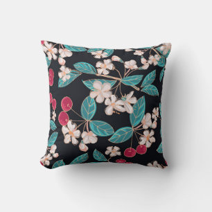 Tasty, juicy cherries. Seamless background from a Throw Pillow