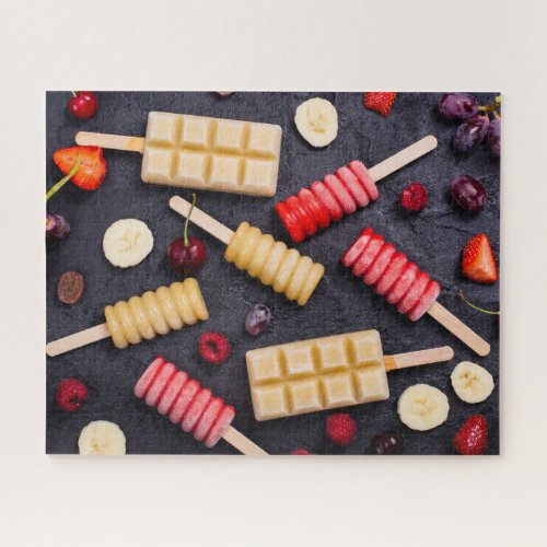 Tasty Modern Summer Frozen Fruit Popsicles Food Jigsaw Puzzle