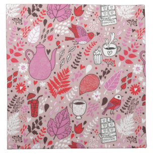 Tasty pattern with birds and flowers cloth napkin