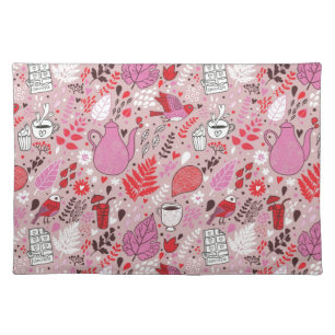 Tasty pattern with birds and flowers cloth placemat