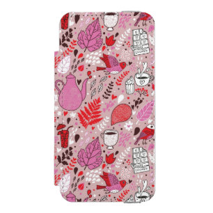 Tasty pattern with birds and flowers iPhone SE/5/5s wallet case