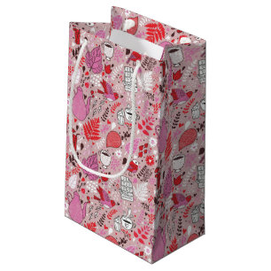 Tasty pattern with birds and flowers small gift bag