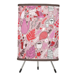 Tasty pattern with birds and flowers tripod lamp