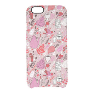 Tasty pattern with birds and flowers clear iPhone 6/6S case