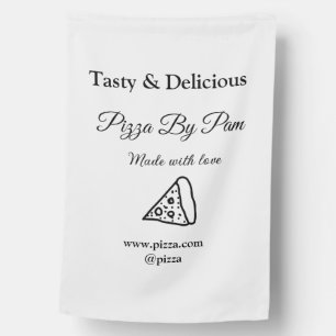 Tasty pizza restaurant cafe made with love add bsi house flag