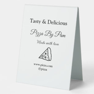 Tasty pizza restaurant cafe made with love add bsi table tent