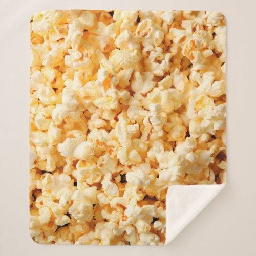 Tasty popcorn on whole background Food  Sherpa Blanket