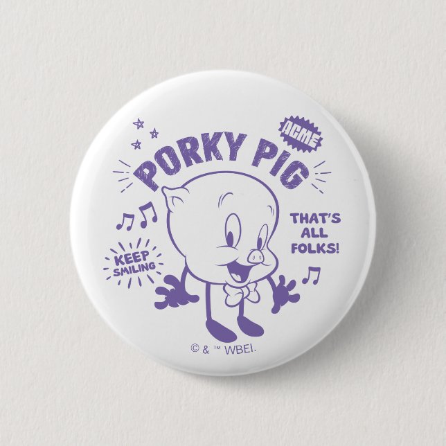 Tasty Retro Porky Pig Button (Front)