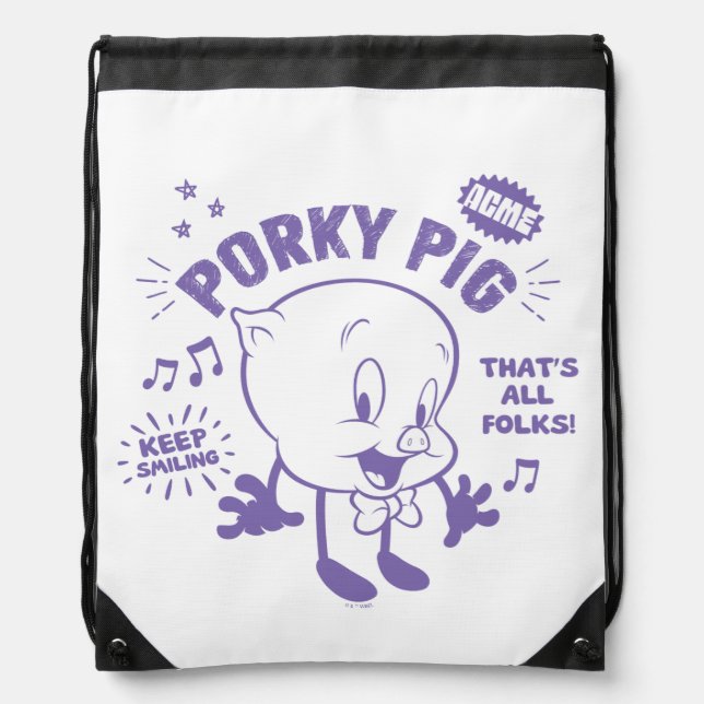 Tasty Retro Porky Pig Drawstring Bag (Front)