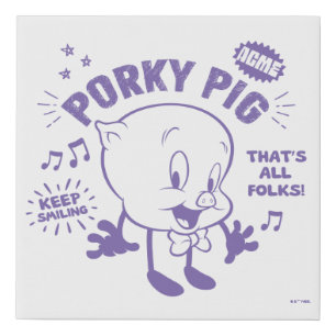 Tasty Retro Porky Pig Faux Canvas Print