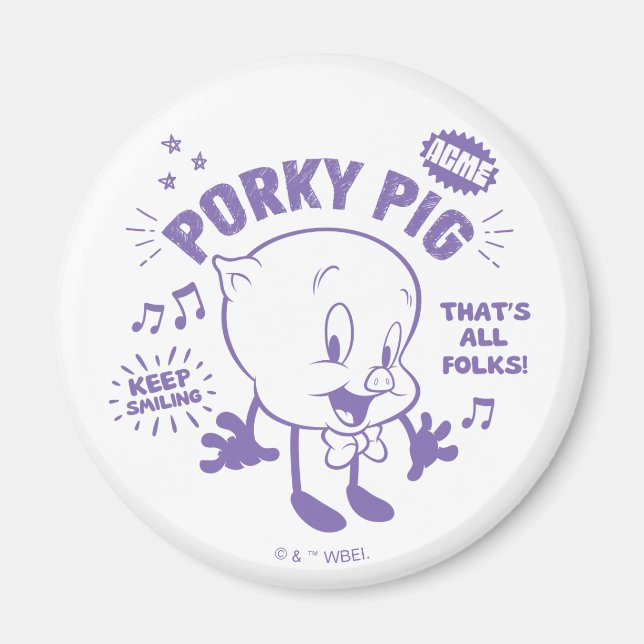 Tasty Retro Porky Pig Magnet (Front)