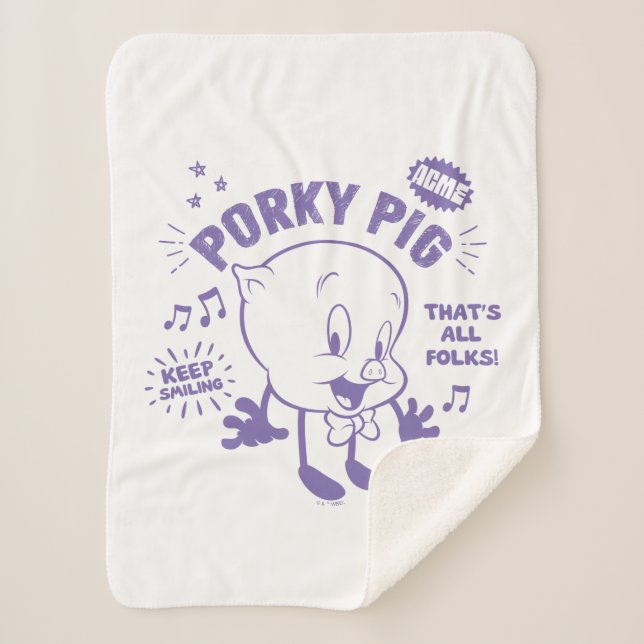 Tasty Retro Porky Pig Sherpa Blanket (Front)