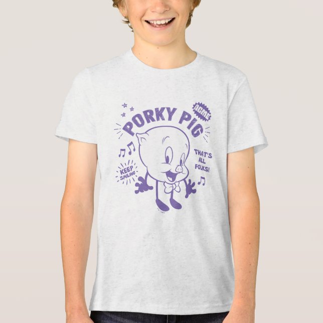Tasty Retro Porky Pig Tri-Blend Shirt (Front)