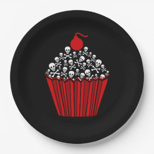 {{{ Tasty Skull Cupcake }}} Paper Plates