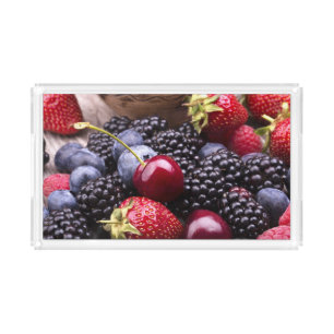 Tasty Summer Fruits On A Wooden Table Acrylic Tray