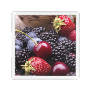 Tasty Summer Fruits On A Wooden Table Acrylic Tray