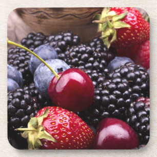 Tasty Summer Fruits On A Wooden Table Beverage Coaster