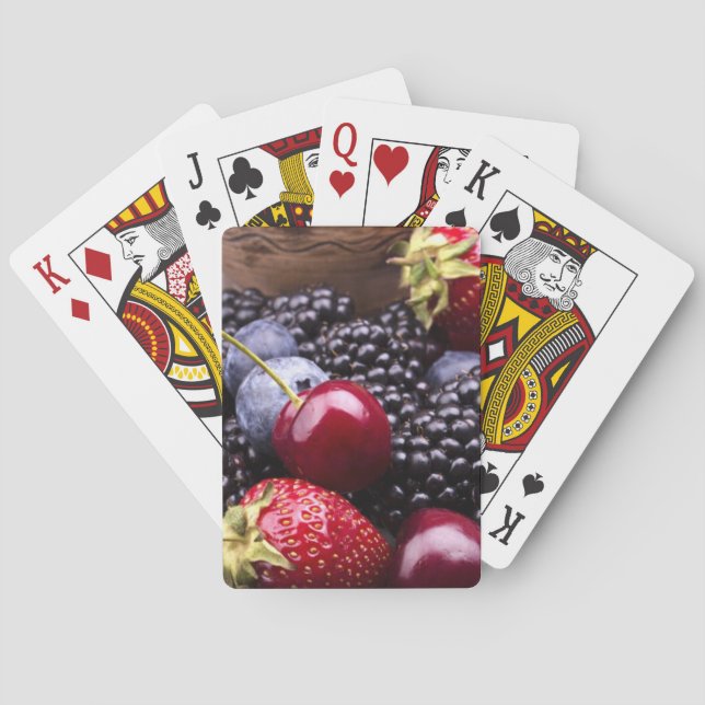 Tasty Summer Fruits On A Wooden Table Poker Cards (Back)