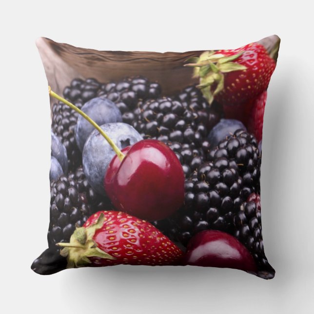 Tasty Summer Fruits On A Wooden Table Throw Pillow (Front)
