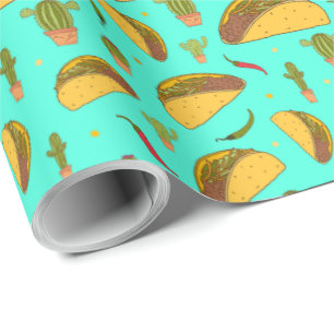 Tasty Tacos and Chilis Mexican Food Pattern Wrapping Paper