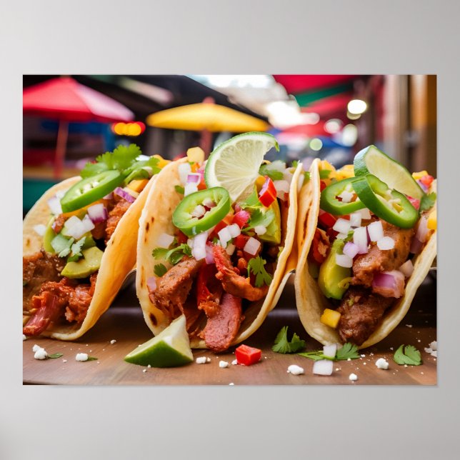 Tasty Tacos: Iconic Mexican Fast Food Poster (Front)
